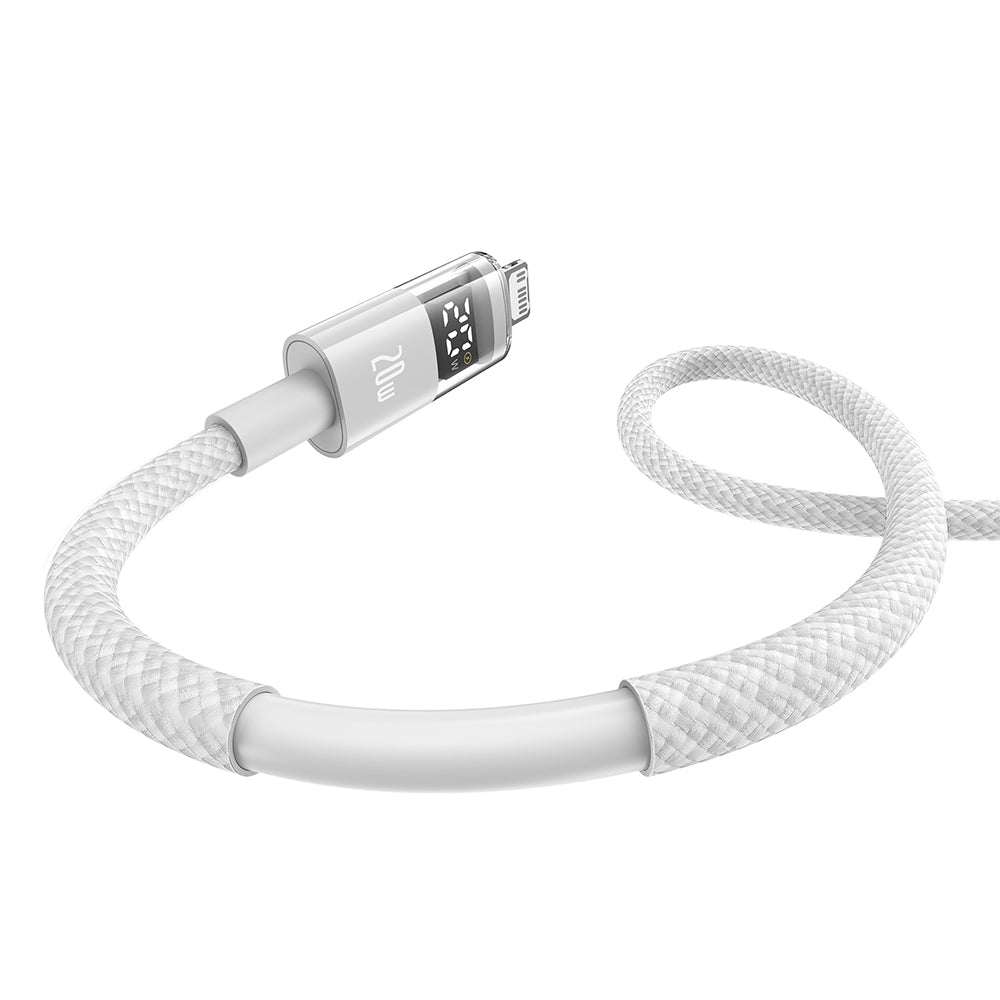 USB-C - Lightning Baseus Display 2 data- och laddningskabel, 20W, 1m, Vit P10382703211-00
