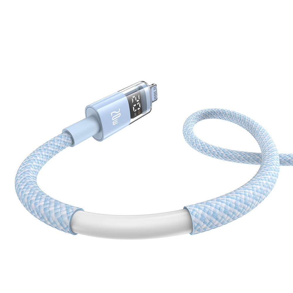 USB-C - Lightning Data- och Laddningskabel Baseus Display 2, 20W, 1m, Blå P10382703311-00