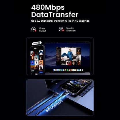 USB-C till USB-C data- och laddningskabel UGREEN L513, 240W, 2m, Svart