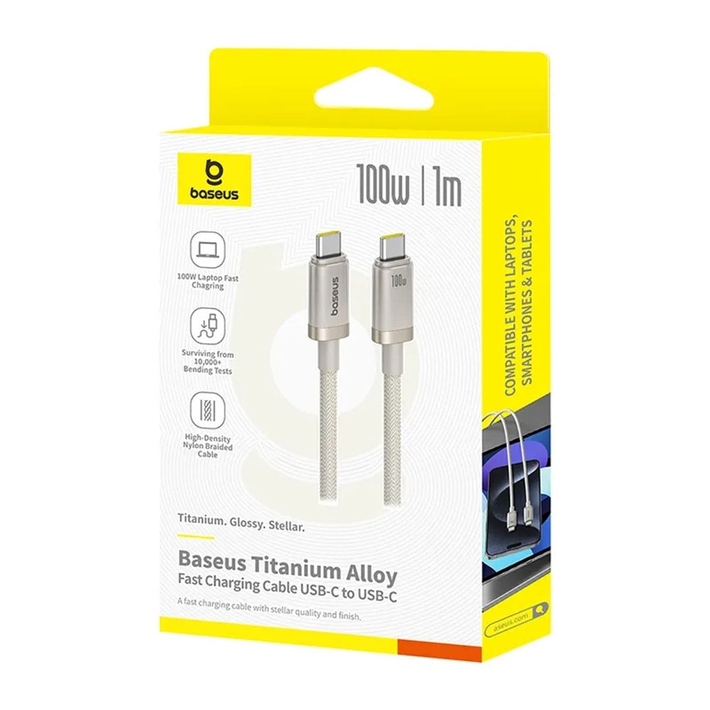 USB-C till USB-C Data- och Laddningskabel Baseus Titanium, 100W, 1m, Silver P10378100G21-00