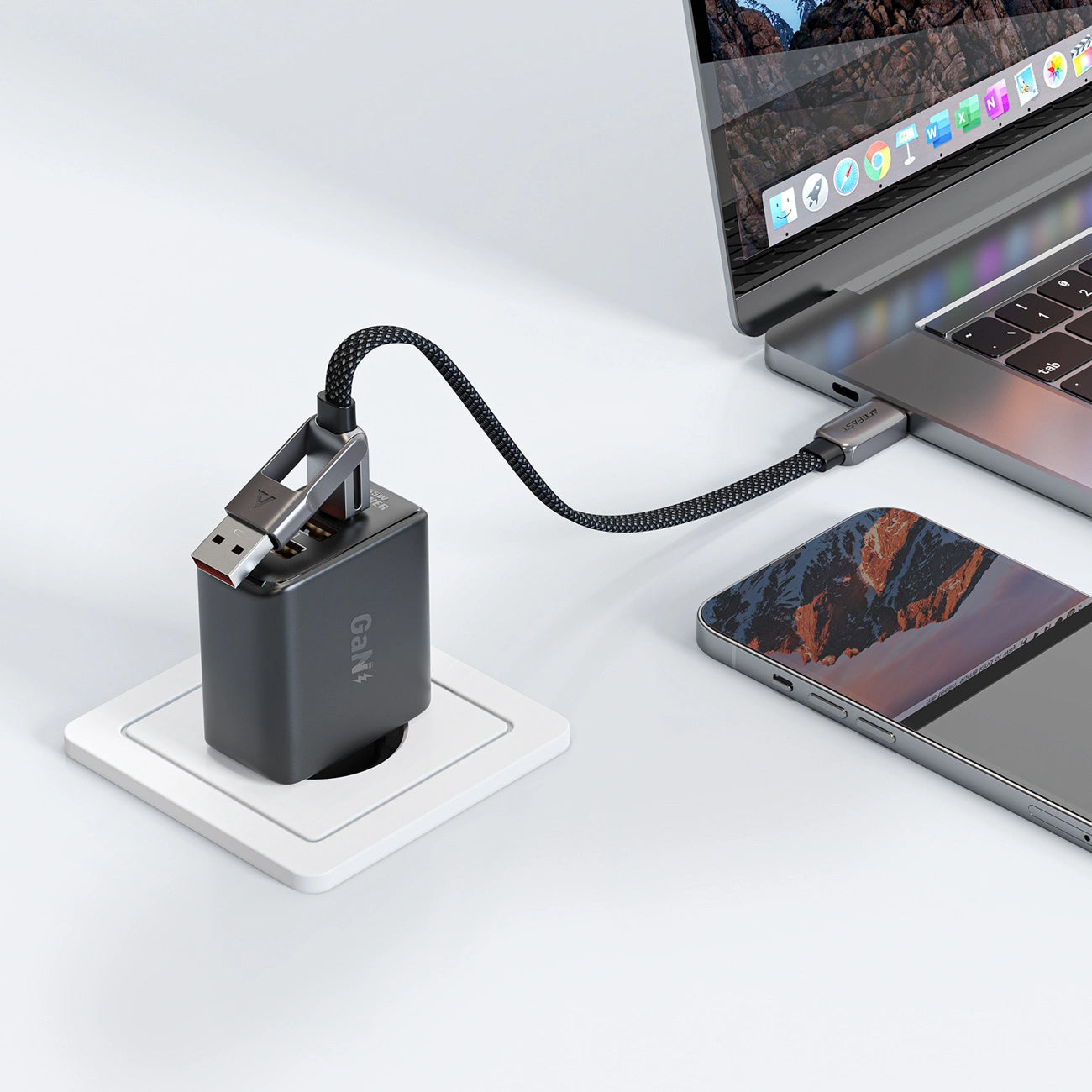 USB-C - USB-A / USB-C Acefast C13-05 data- och laddningskabel, 60W, 0.2m, Svart