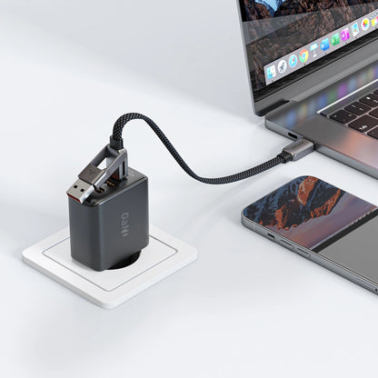 USB-C - USB-A / USB-C Acefast C13-05 data- och laddningskabel, 60W, 0.2m, Svart