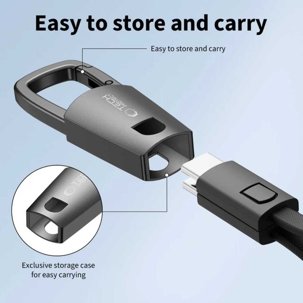 USB-C Data and Charging Cable - USB-C Tech-Protect Ultraboost DNA Keychain, 60W, 0.17m, Gray