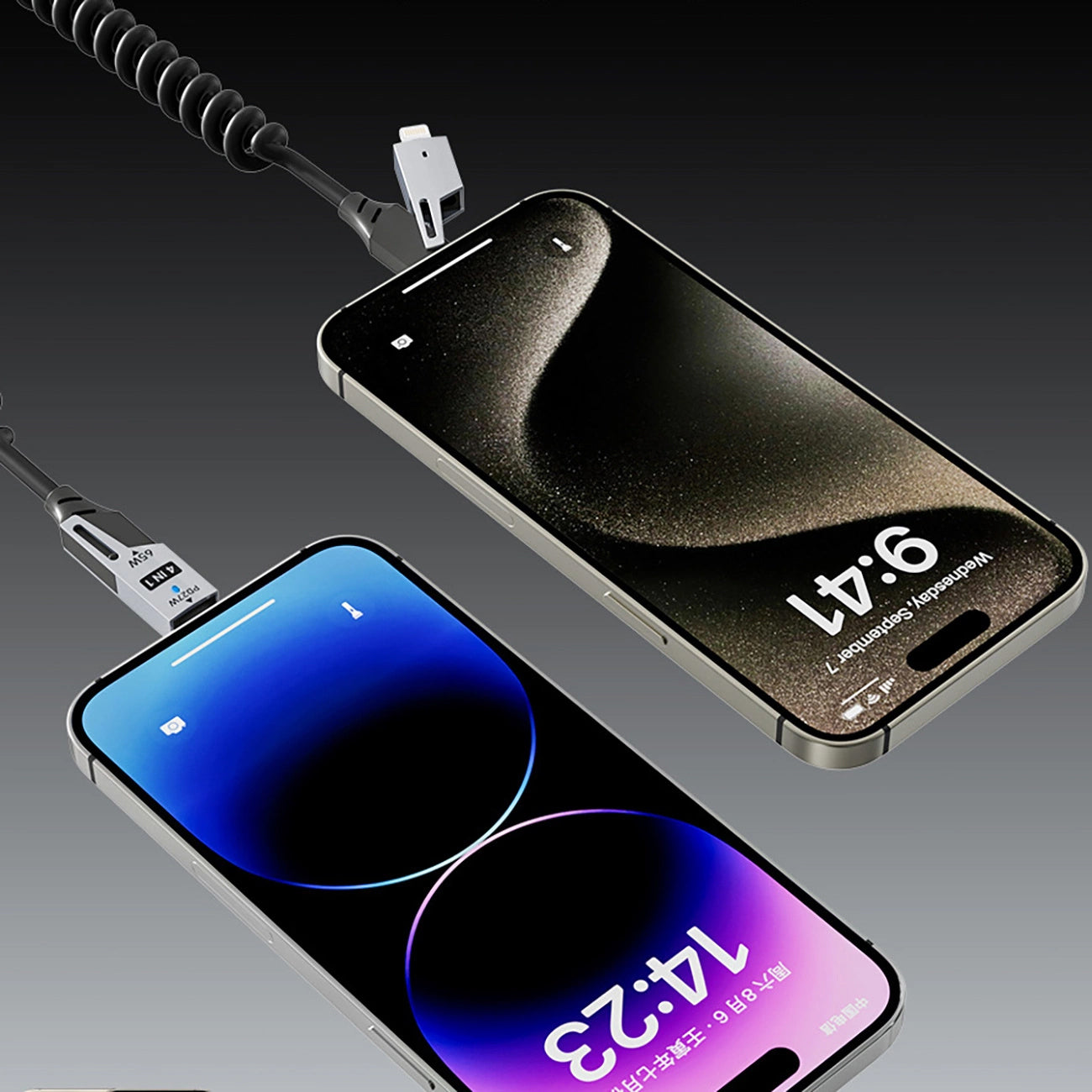 Data- och laddningskabel USB-A / USB-C - Lightning / USB-C Dudao L20 Pro, 65W, 1.5m, Svart