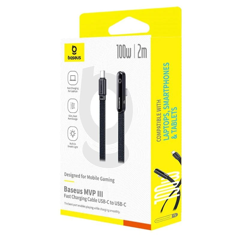 USB-C till USB-C Data- och Laddningskabel Baseus MVP 3, 100W, 2m, Svart P10382500121-01