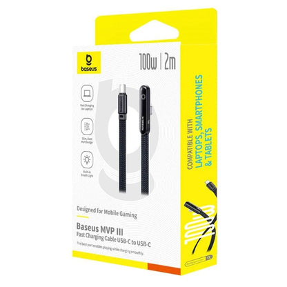 USB-C till USB-C Data- och Laddningskabel Baseus MVP 3, 100W, 2m, Svart P10382500121-01