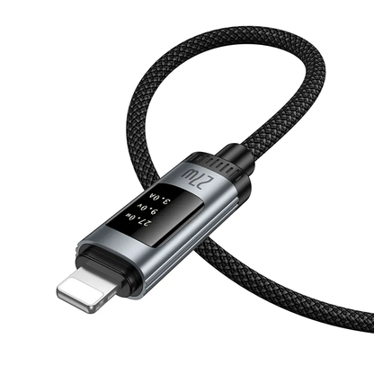USB-C - Lightning Data- och Laddningskabel HOCO Display U148, 27W, 1.2m, Svart