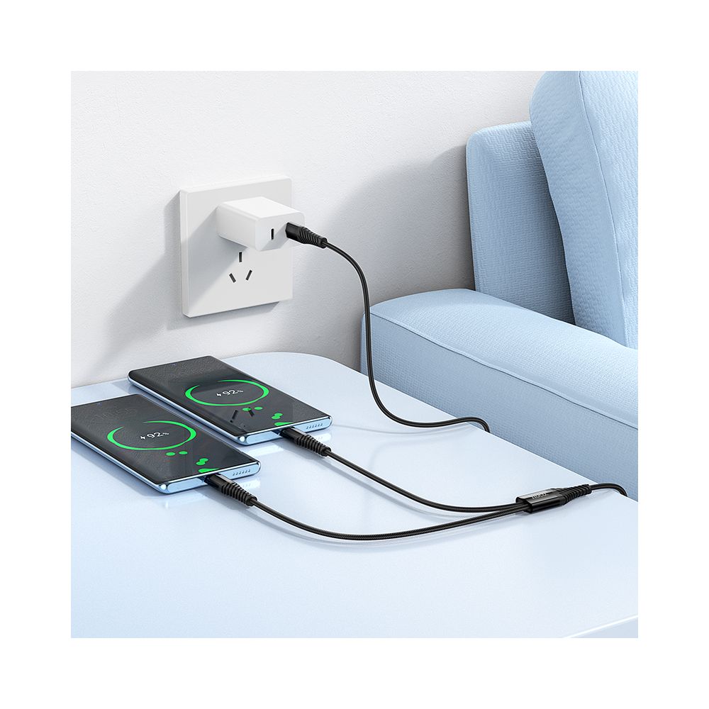 USB-C Laddningskabel - 2 x USB-C HOCO X123, 10W, 1m, Svart