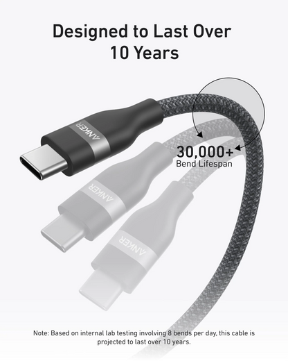 USB-C till USB-C data- och laddningskabel Anker, 240W, 1.8m, Svart A82E2H12