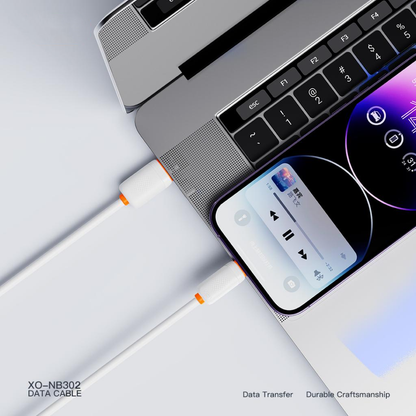 USB-A - Lightning Data- och Laddningskabel XO Design NB302, 18W, 1m, Vit