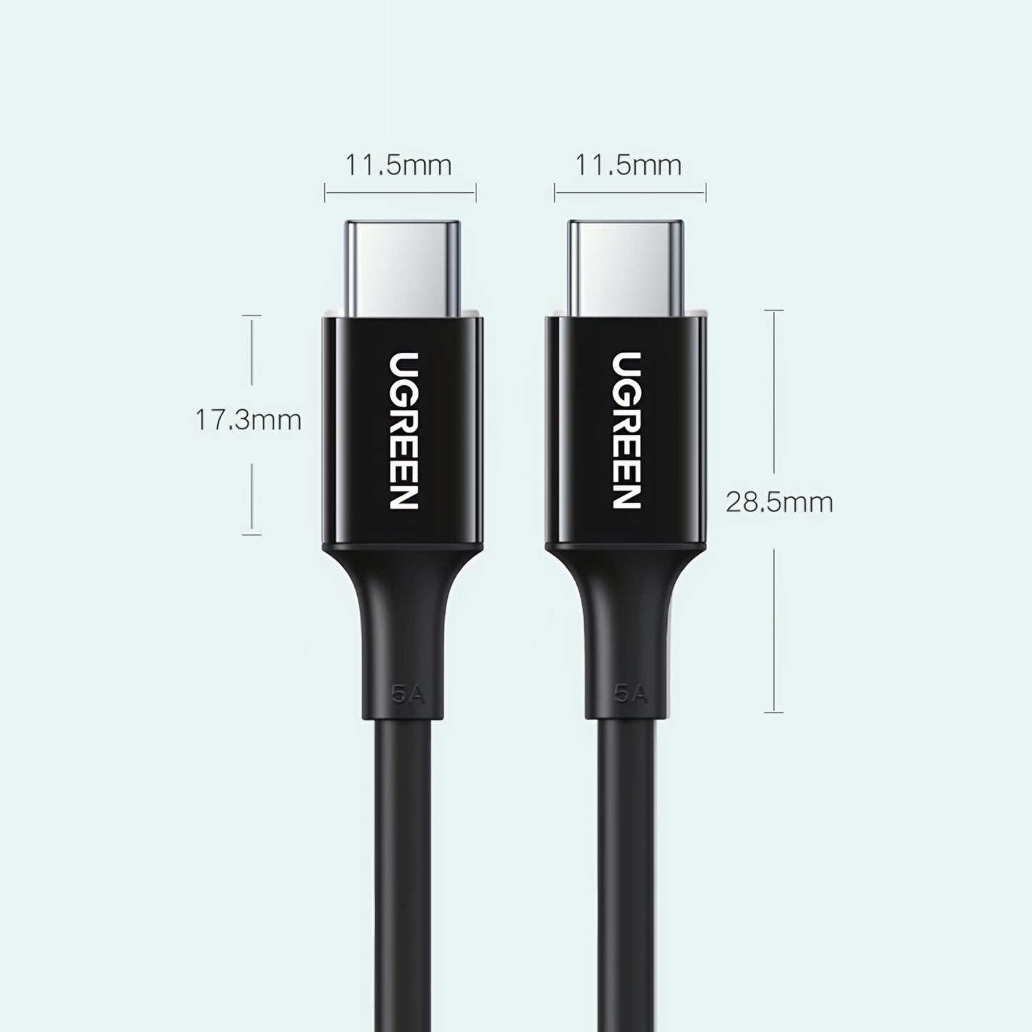 USB-C till USB-C data- och laddningskabel UGREEN US300, 100W, 2m, Vit