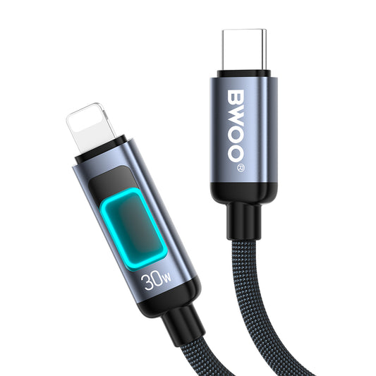 USB-C till Lightning data- och laddningskabel BWOO X324CL Display, 30W, 1m, svart