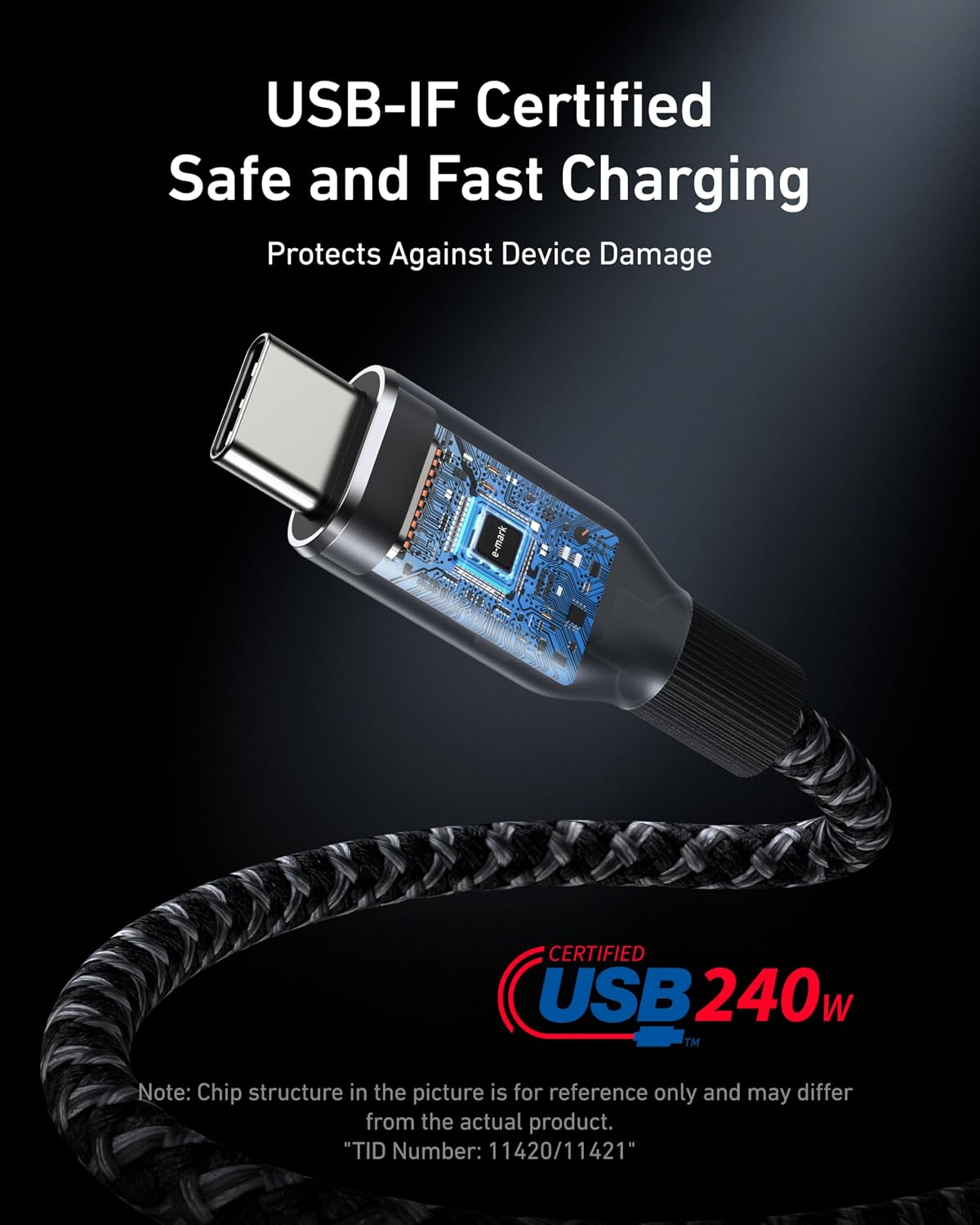 Anker Prime USB-C till USB-C data- och laddningskabel, 240 W, 0,9 m, svart A88E2011