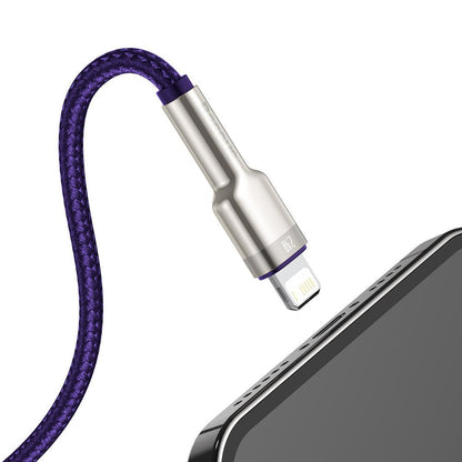 USB-A - Lightning Data- och Laddningskabel Baseus Cafule Metal Series, 18W, 2m, Lila CALJK-B05