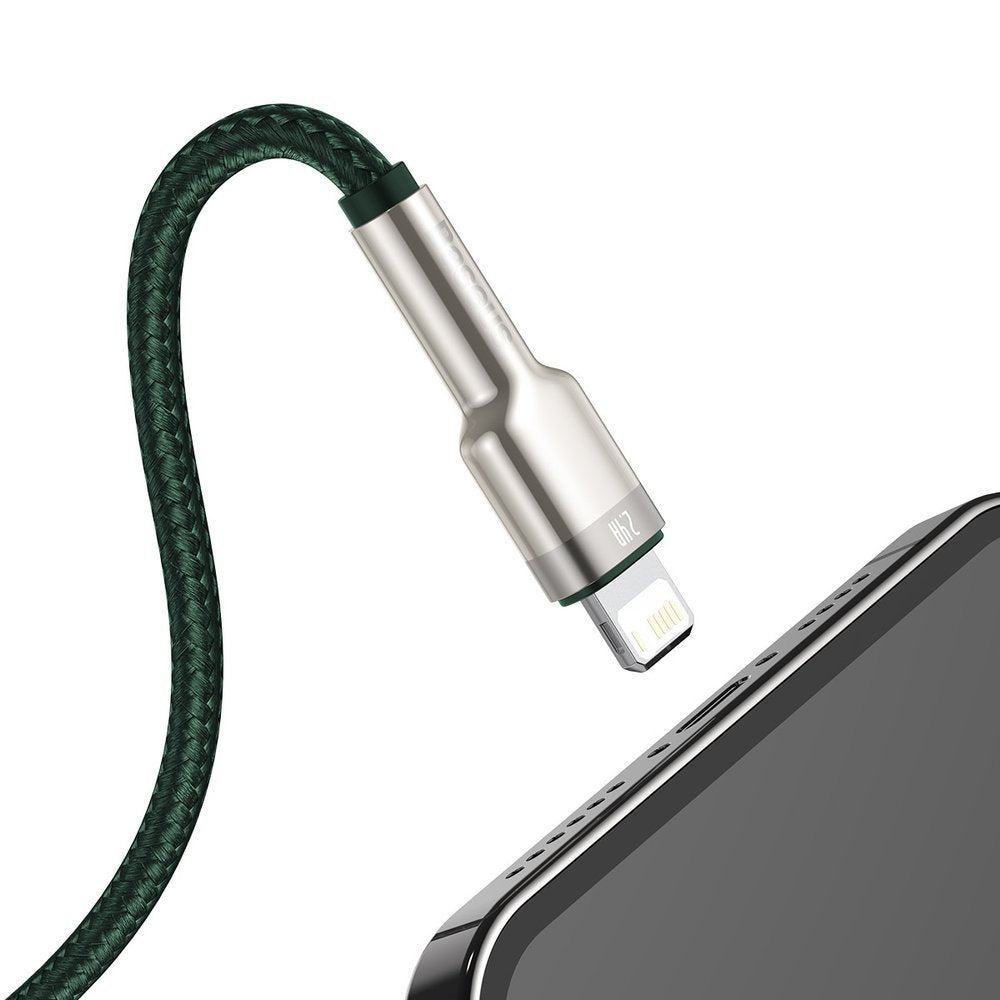 USB-A - Lightning Data- och Laddningskabel Baseus Cafule Metal Series, 18W, 1m, Grön CALJK-A06