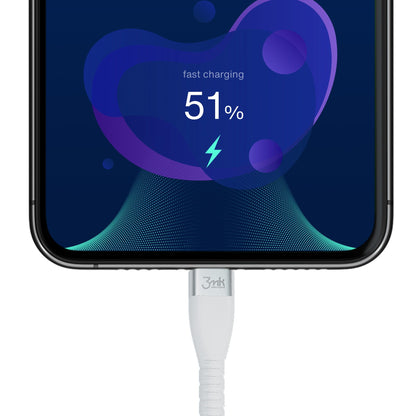 USB-C Data- och laddningskabel - USB-C 3MK Hyper Silicone, 60W, 1m, Vit