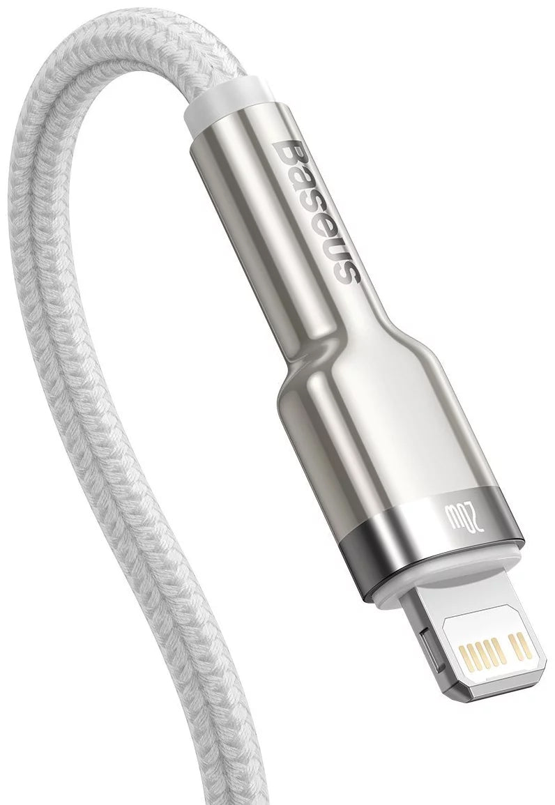 USB-C till Lightning-laddnings- och datakabel Baseus Cafule Metal Series, 20W, 2m, Vit CATLJK-B02