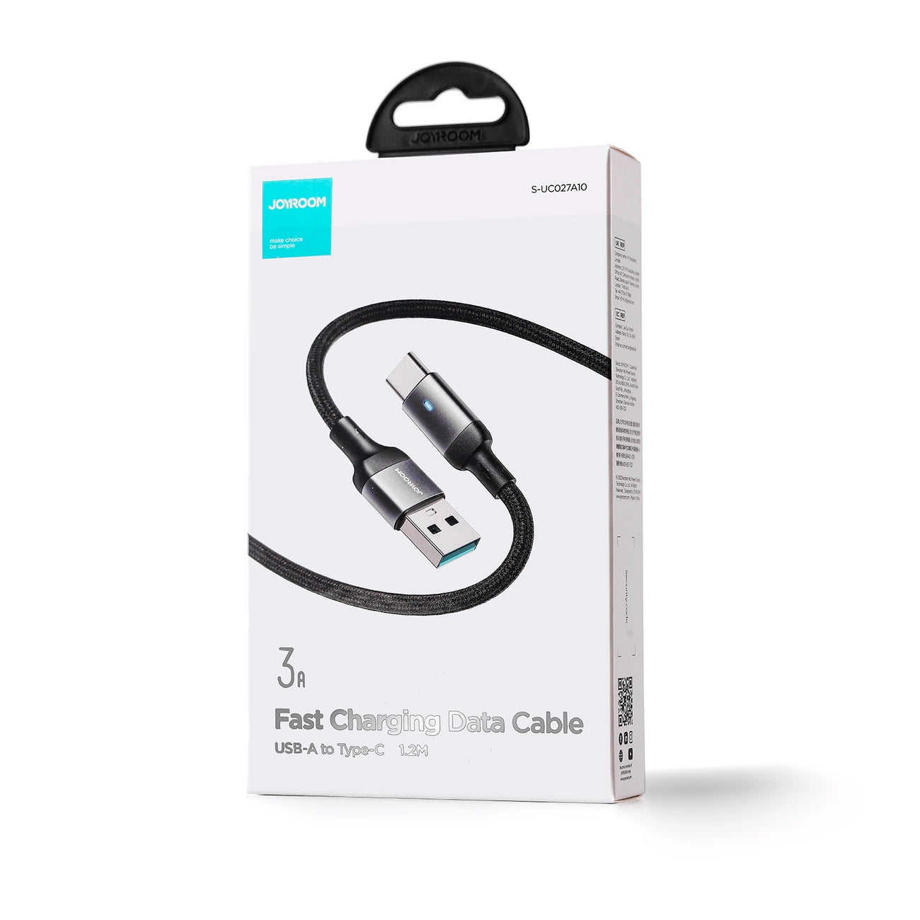 USB-A till USB-C data- och laddningskabel Joyroom A10, 18W, 1.2m, Svart