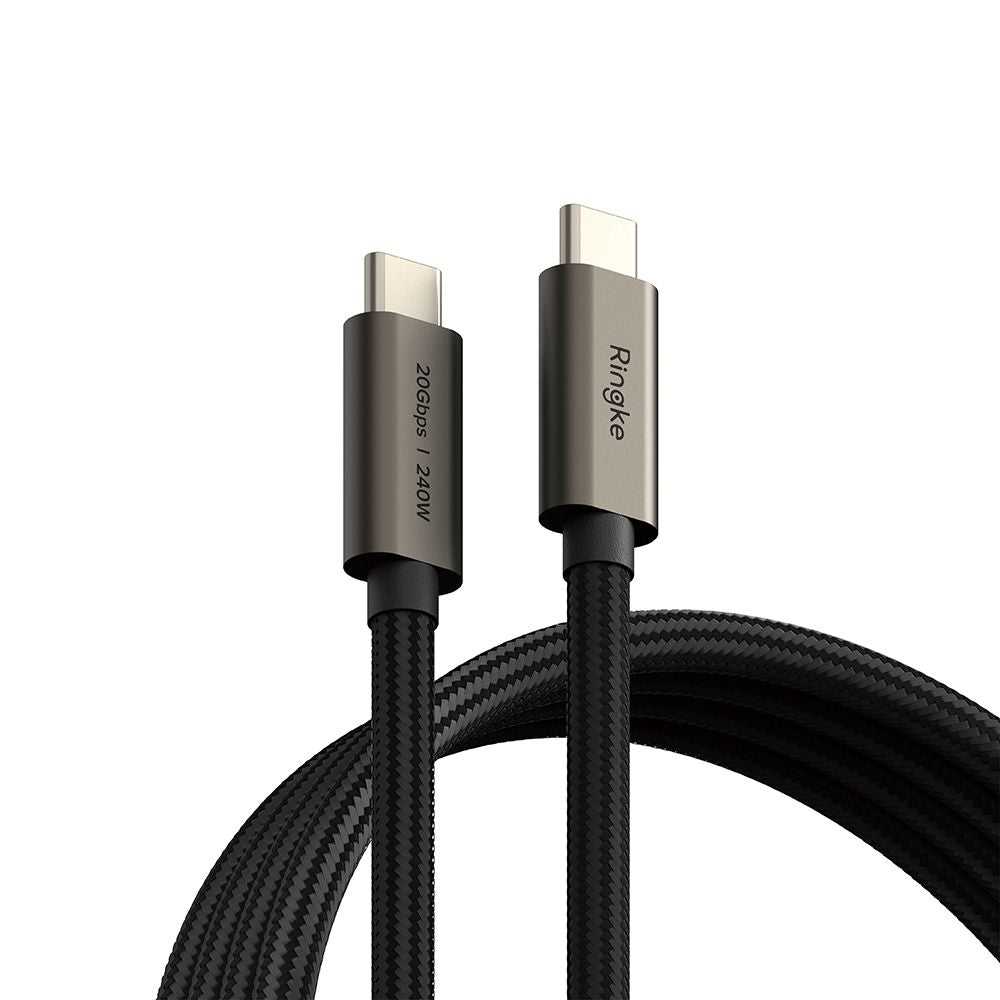 USB-C till USB-C data- och laddningskabel Ringke 2X2, 240W, 1m, Svart