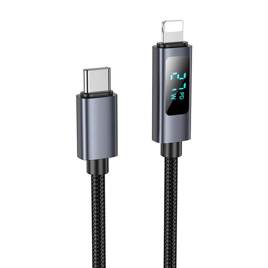 USB-C - Lightning Laddnings- och Datakabel HOCO Display X112, 27W, 1m, Svart