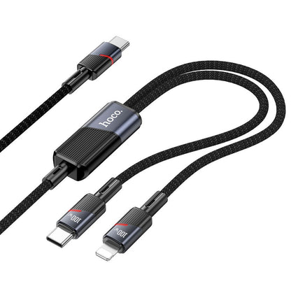 USB-C - Lightning / USB-C HOCO U139 2in1 data- och laddningskabel, 100W, 1.2m, Svart