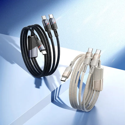USB-C Data- och Laddningskabel - 2 x USB-C HOCO U139 2in1, 100W, 1.2m, Svart