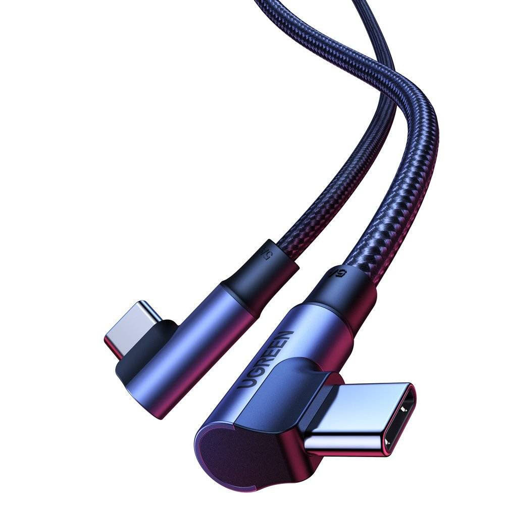 USB-C till USB-C data- och laddningskabel UGREEN US335 Angled, 100W, 2m, Svart
