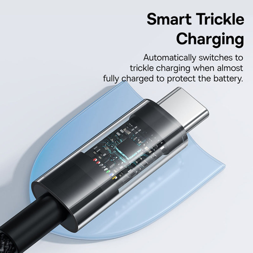 USB-A till USB-C Baseus Gem data- och laddningskabel, 100W, 1m, Svart P10373002111-00