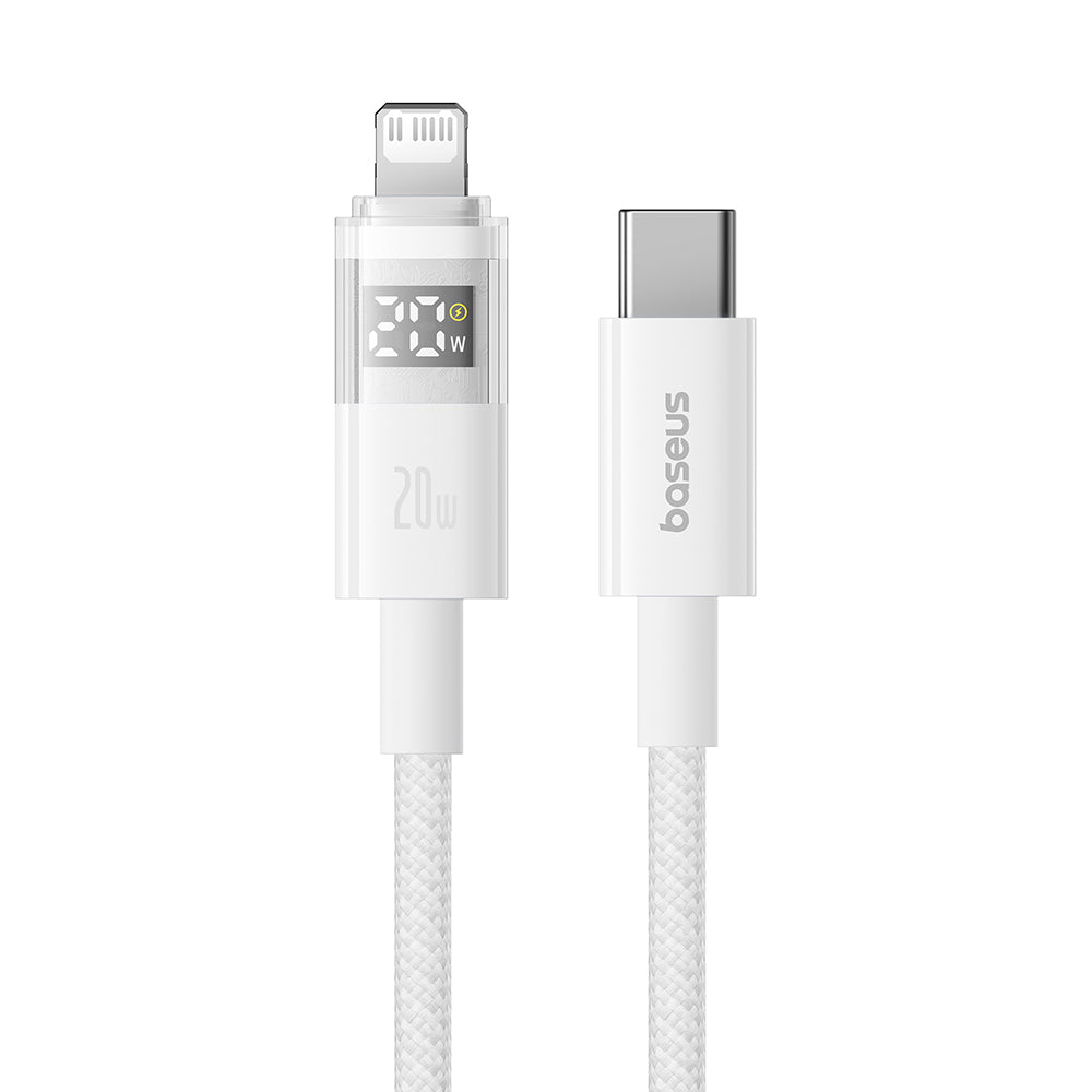 USB-C - Lightning Baseus Display 2 data- och laddningskabel, 20W, 1m, Vit P10382703211-00