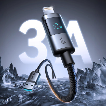 USB-A - Lightning Joyroom S-A16 Pro Prism Display data- och laddningskabel, 12W, 1.2m, Svart