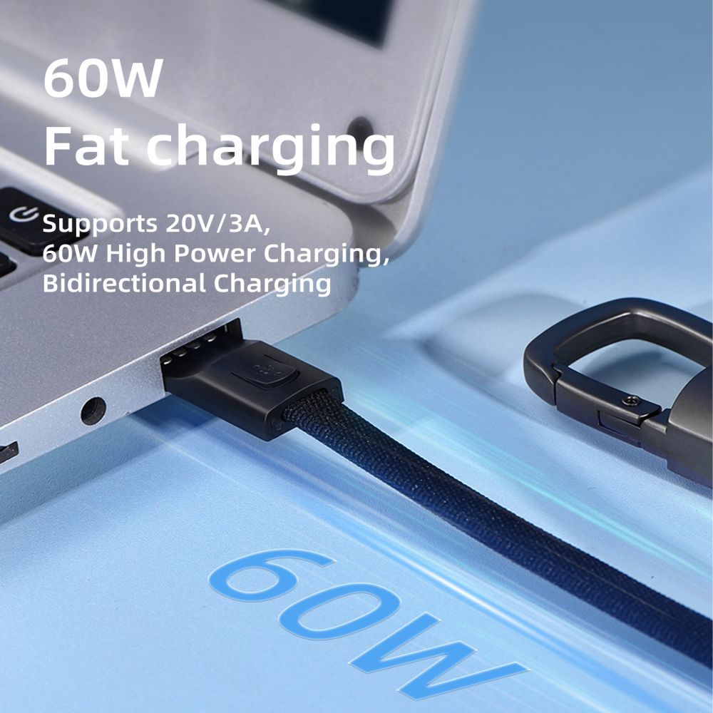 USB-C Data and Charging Cable - USB-C Tech-Protect Ultraboost DNA Keychain, 60W, 0.17m, Gray