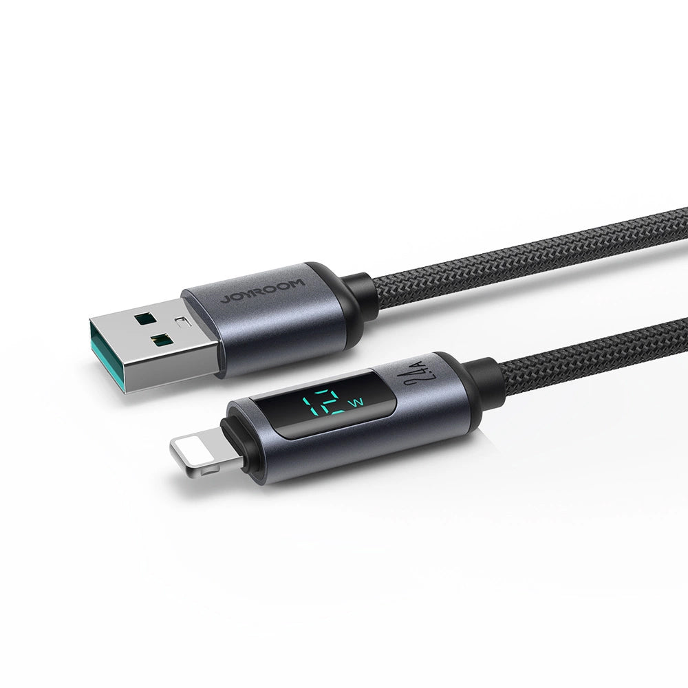 Data- och laddningskabel USB-A - Lightning Joyroom S-A16 Prism Display, 12W, 1.2m, Svart