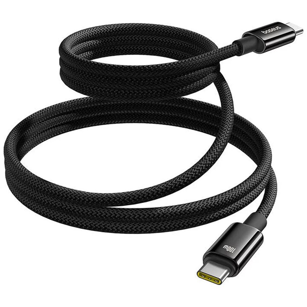 USB-C till USB-C Data- och Laddningskabel Baseus Tungsten Gold, 100W, 1m, Svart P10319805111-00