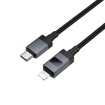 USB-C till Lightning Data- och Laddningskabel HOCO X118 Display, 27W, 1m, Svart