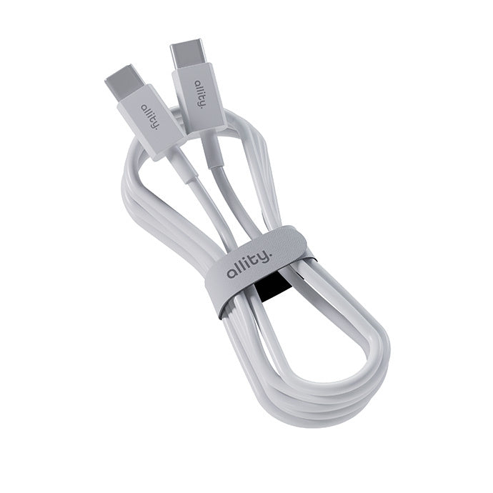 USB-C till USB-C data- och laddningskabel Allity. AUC-03, 100W, 1m, Vit