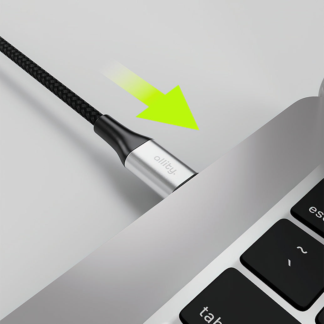 USB-C till USB-C data- och laddningskabel Allity. AUC-01, 100W, 2m, Svart