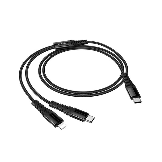 USB-C - Lightning / USB-C Laddningskabel HOCO X123, 10W, 1m, Svart
