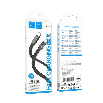 USB-C Data- och Laddningskabel - USB-C HOCO X125, 60W, 1m, Svart