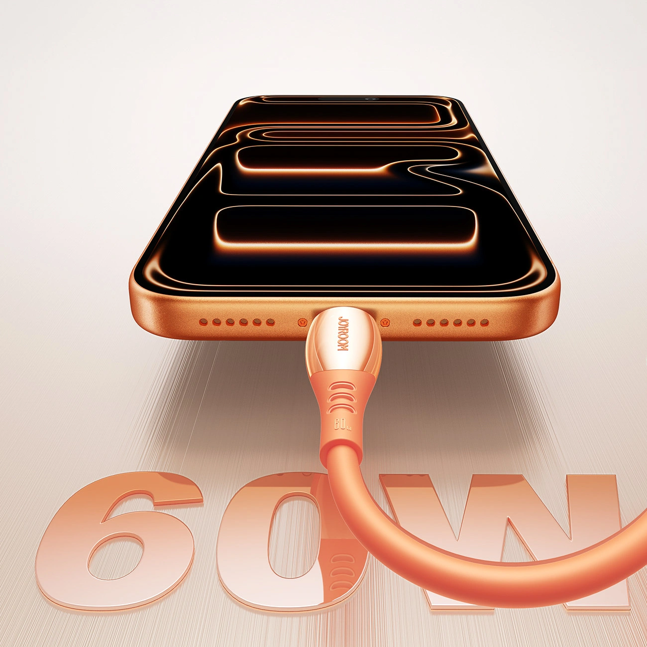 USB-C till USB-C data- och laddningskabel Joyroom S-A59 Vibrant, 60W, 1.2m, Orange