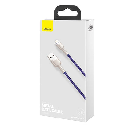 USB-A - Lightning Data- och Laddningskabel Baseus Cafule Metal Series, 18W, 2m, Lila CALJK-B05