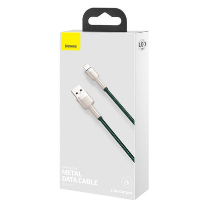USB-A - Lightning Data- och Laddningskabel Baseus Cafule Metal Series, 18W, 1m, Grön CALJK-A06