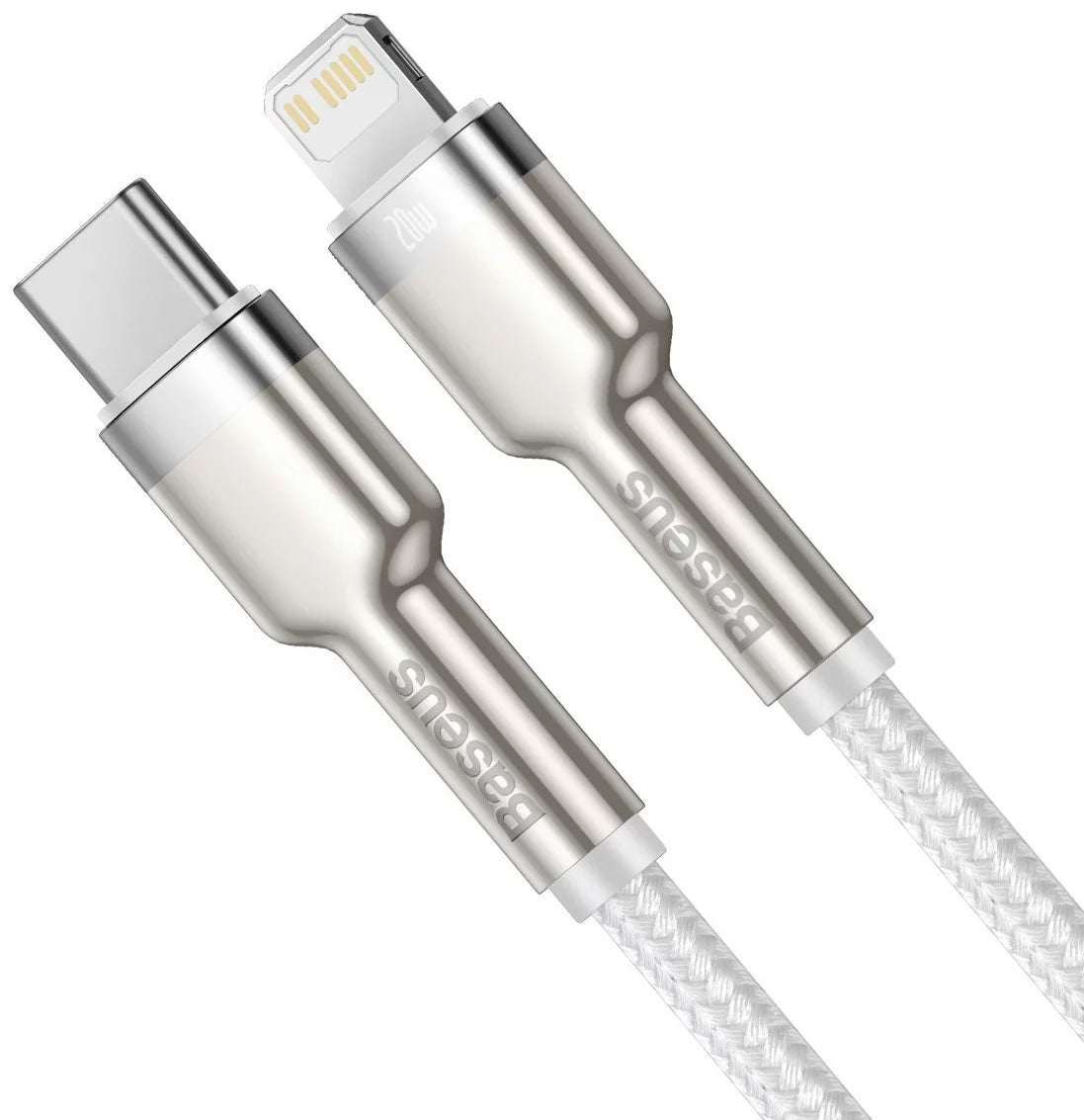 USB-C till Lightning-laddnings- och datakabel Baseus Cafule Metal Series, 20W, 2m, Vit CATLJK-B02