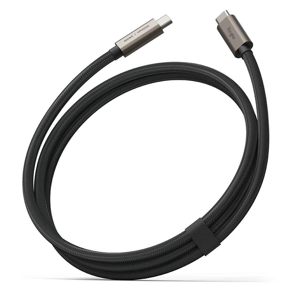 USB-C till USB-C data- och laddningskabel Ringke 2X2, 240W, 1m, Svart