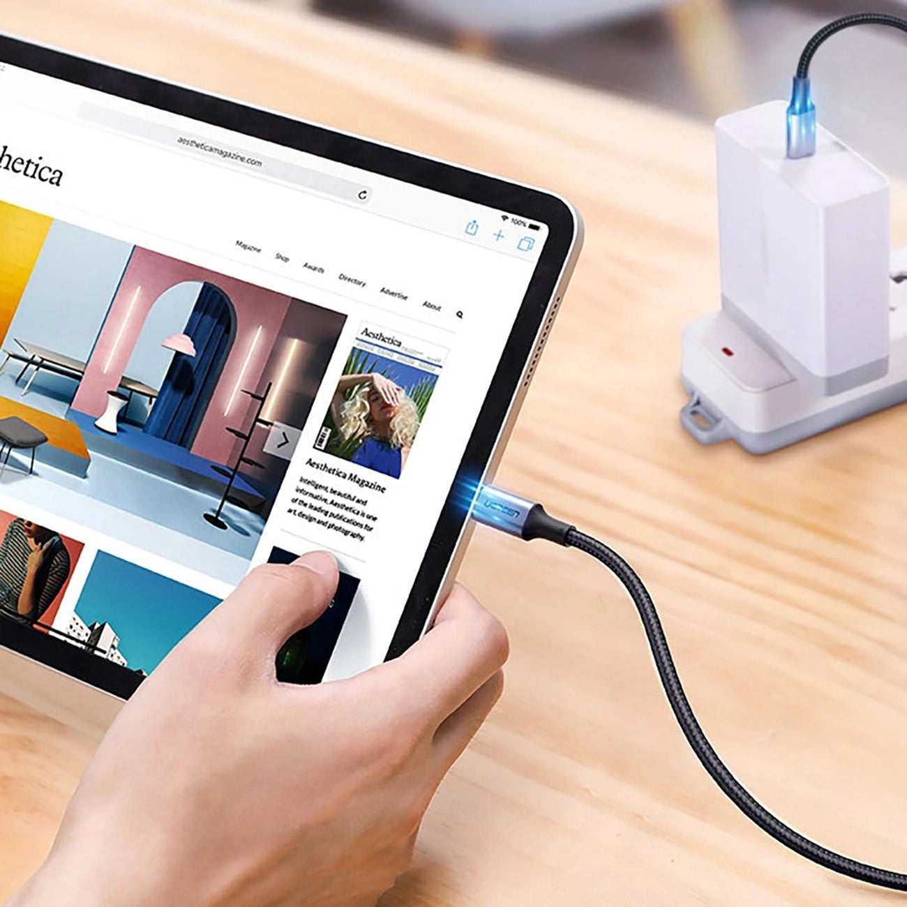 USB-C Data- och Laddningskabel UGREEN US316, 100W, 1.5m, Grå
