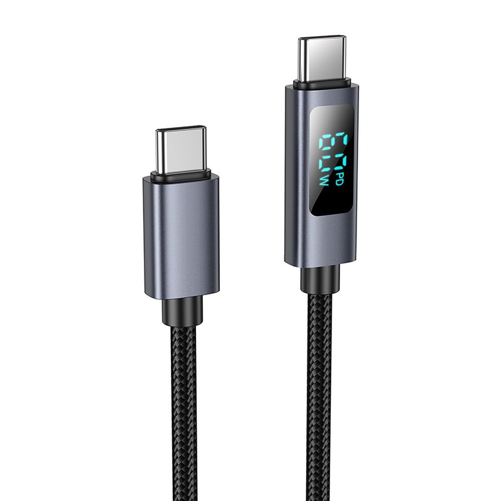 USB-C - USB-C Data- och Laddningskabel HOCO Display X112, 60W, 1m, Svart