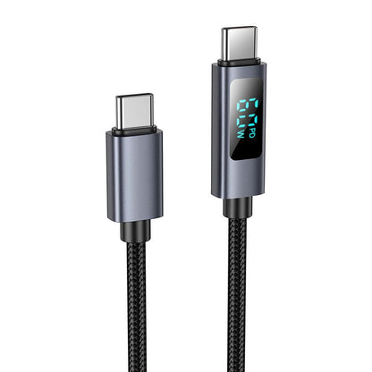 USB-C - USB-C Data- och Laddningskabel HOCO Display X112, 60W, 1m, Svart