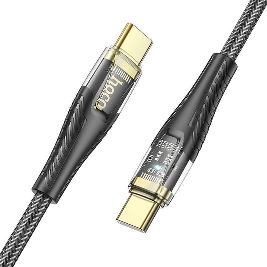 USB-C till USB-C data- och laddningskabel HOCO U121, 60W, 1.2m, Svart