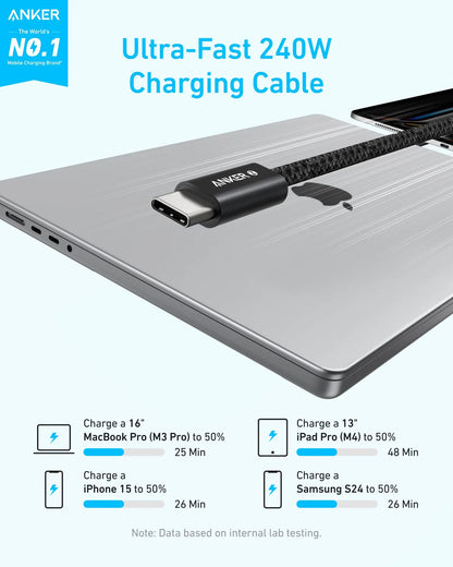 USB-C Data- och Laddningskabel - USB-C Anker Zolo, 240W, 1m, Svart A8060H11