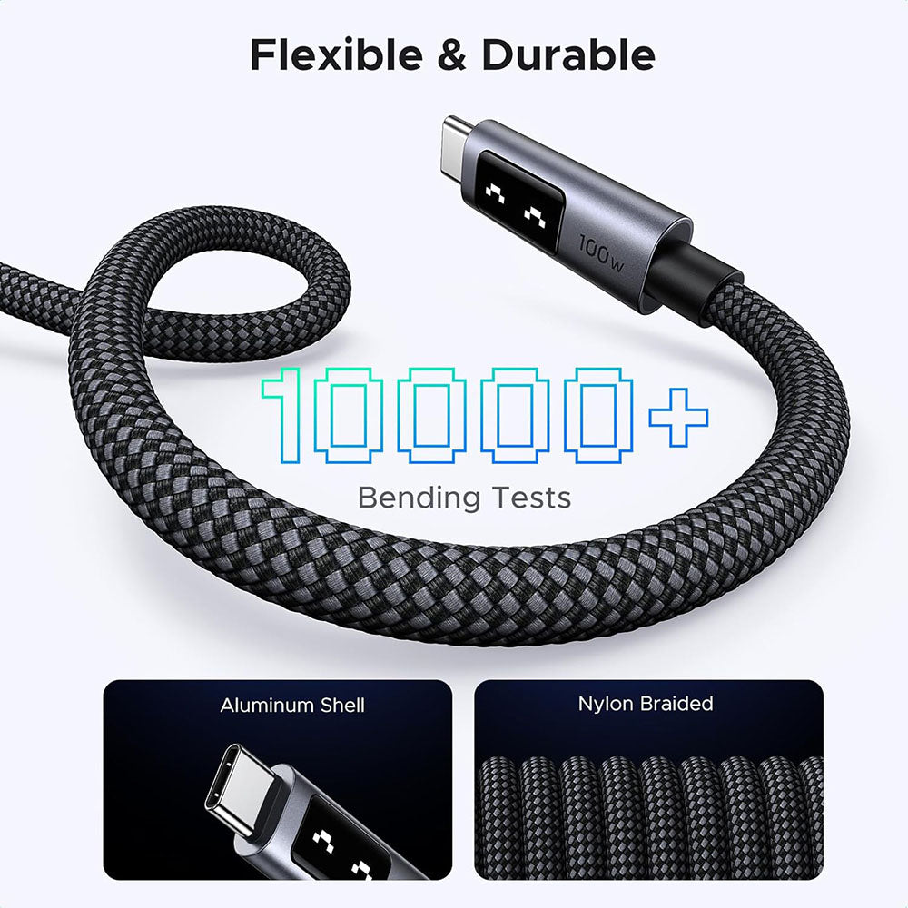 USB-C till USB-C data- och laddningskabel UGREEN L509, 100W, 1m, Grå