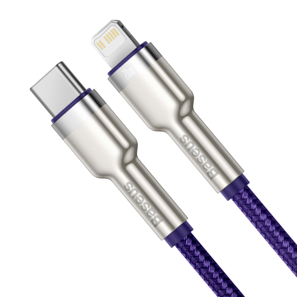 USB-C - Lightning Data- och Laddningskabel Baseus Cafule Metal Series, 20W, 1m, Lila CATLJK-A05